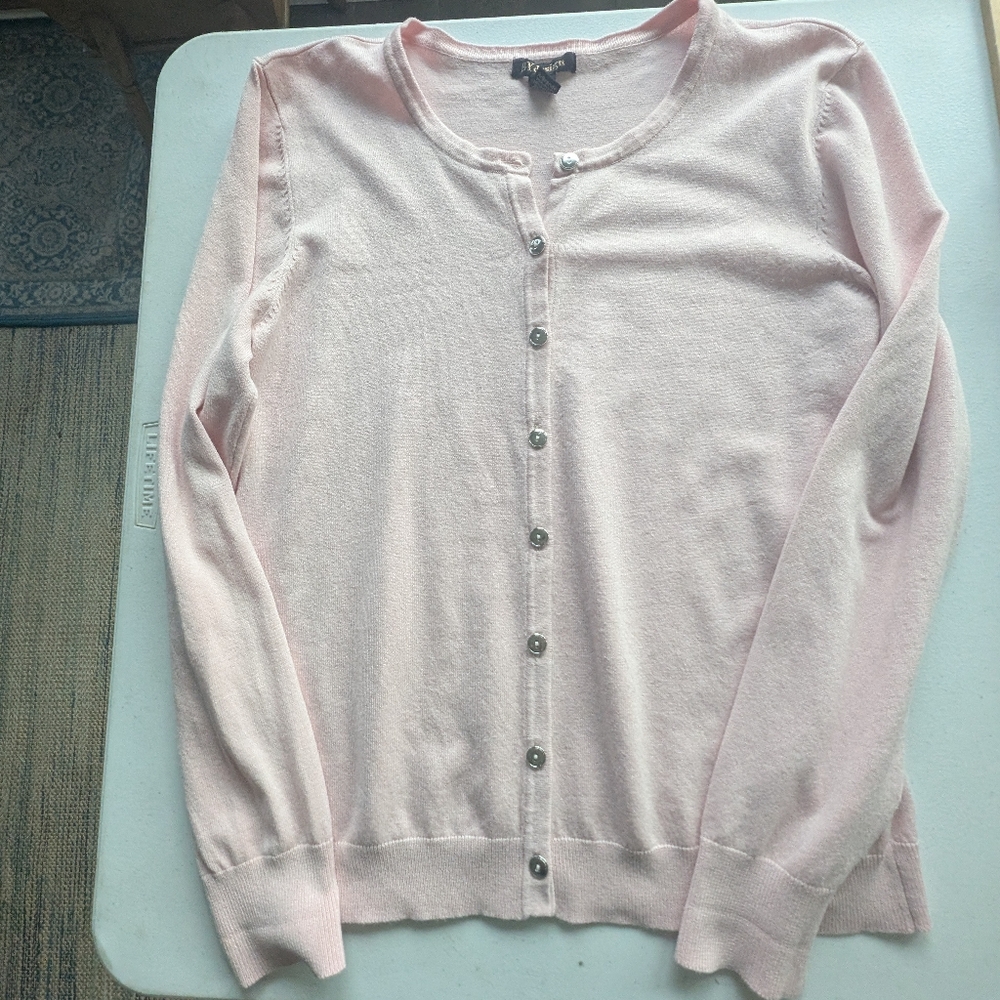 By Design Lightweight Pink Cardigan Silver Buttons Cute Barbiecore Balletcore XL